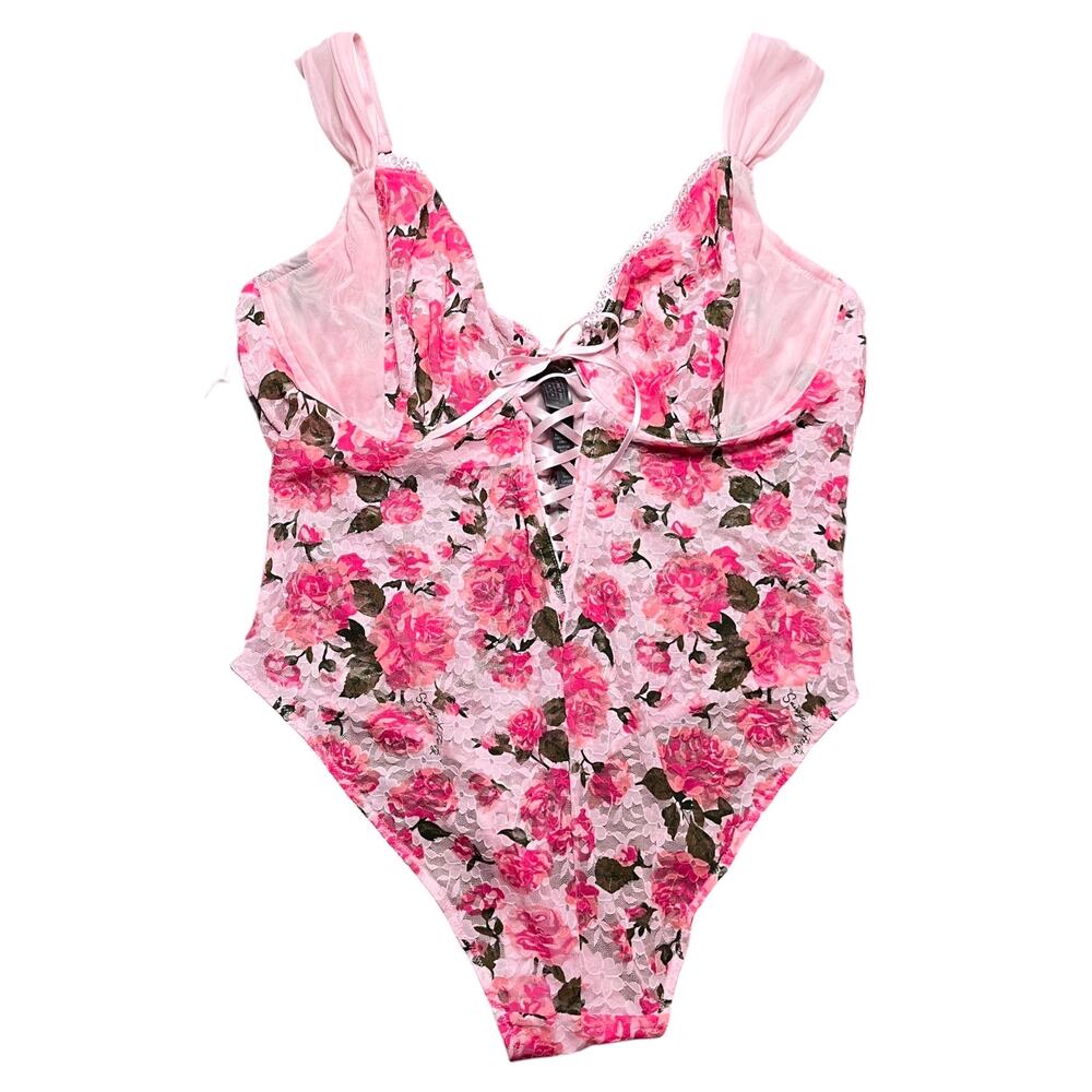 Savage X Fenty Sinful Rose Printed Lace Underwire Teddy Sweet Pink Rosy Size 2X